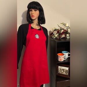 Starbucks Barista Red Apron. Starbucks coffee mugs also  available for sale!